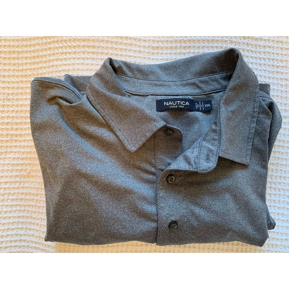 Nautica Mens 2XL Blue Short Sleeve Golf Performance Polo Shirt Grey
